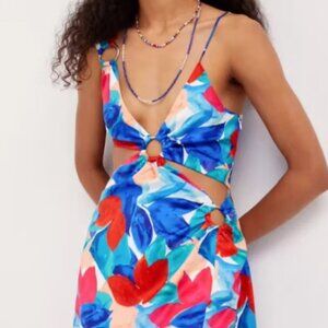 Blue For Love & Lemons Lorenza Open Back Satin Mini Dress NWT Sz Large